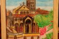 Chiesa di Santa Maria in Cosmedin a Roma. Pastelli a cera su cartoncino A4 21x29.7 cm in cornice. VB'24