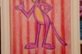 PANTERA ROSA, Pastelli a cera su cartoncino in cornice - PINK PANTHER, Crayons on cardboard in frame