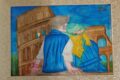 AMORE ETERNO DIETRO AL COLOSSEO. MATITE E ACQUARELLO SU AQUAPAD DI 300 g IN CORNICE A4